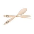 10" Wooden Salad Serving Set - Fork & Spoon (each Silk Screened)